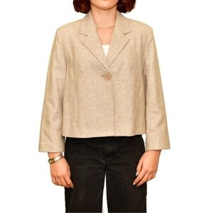 Merona Beige Wool Blend Blazer Jacket | Women's Size M